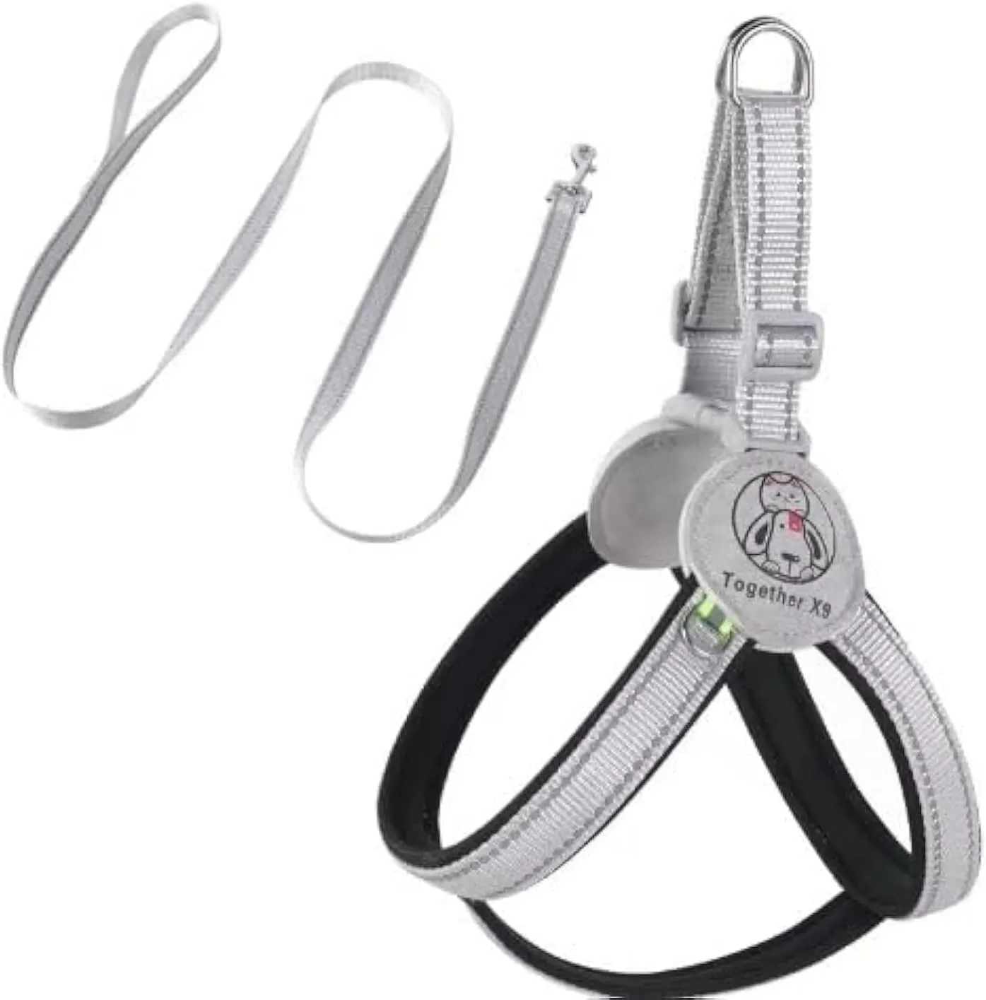 Easy Walk Step in Pet Harness - No Pull Dog Harness and Leash Set for Small Medium Dogs and Cats - Black, M