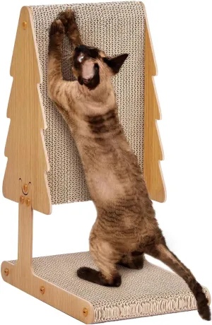 EHEYCIGA Cardboard Cat Scratcher for Indoor Kitten Cats, 20.9-Inch Corrugated Cat Scratching Board, L Shaped Vertical Cat Scratch, Small Scratching Board Pad, Brown