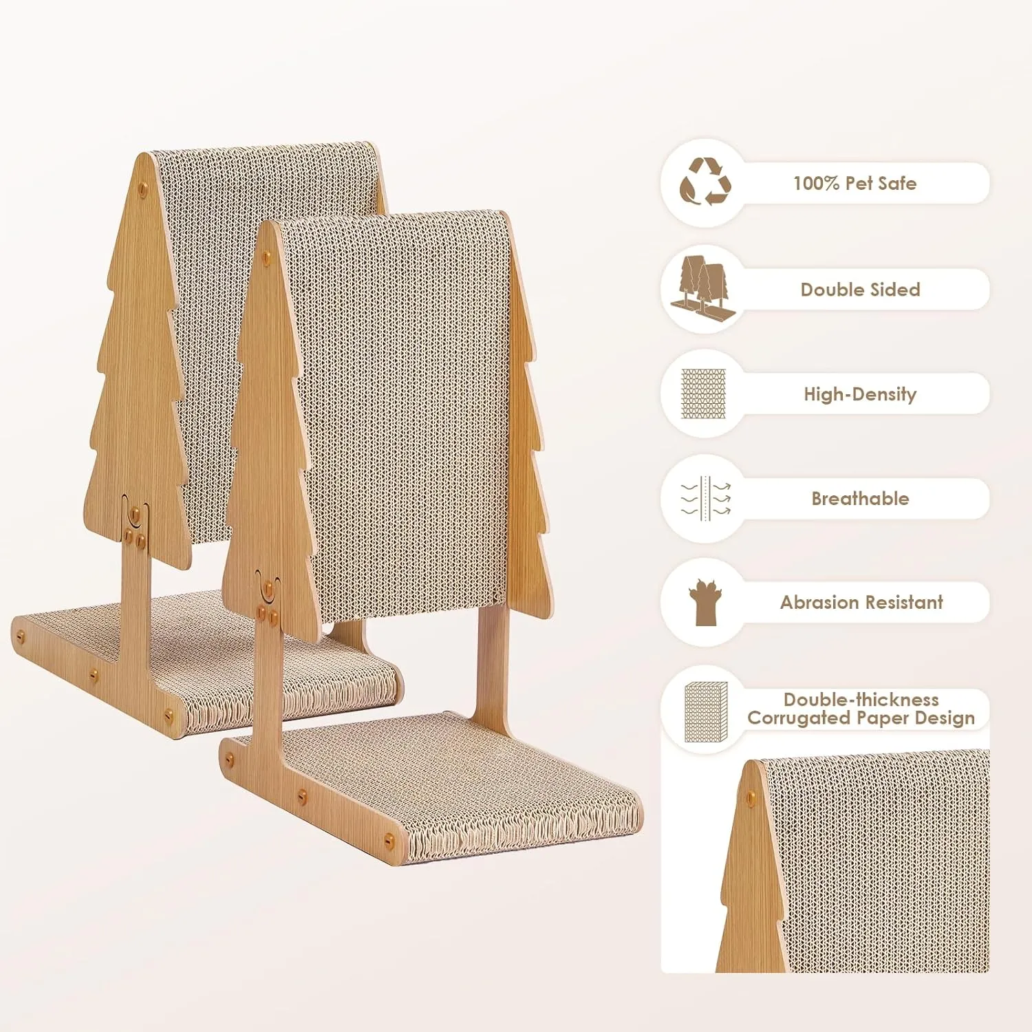 EHEYCIGA Cardboard Cat Scratcher for Indoor Kitten Cats, 20.9-Inch Corrugated Cat Scratching Board, L Shaped Vertical Cat Scratch, Small Scratching Board Pad, Brown
