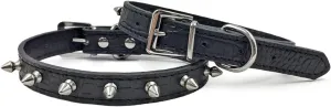 Enjoying Spiked Cat Collar, Leather Spikes Dog Collars for Cats Small Dogs, Adjustable Pet Collar with Rings, Black XS
