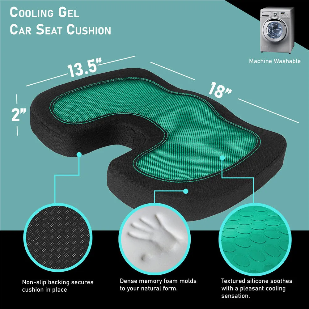 Ergonomic Cooling Gel Car Seat Cushion Red