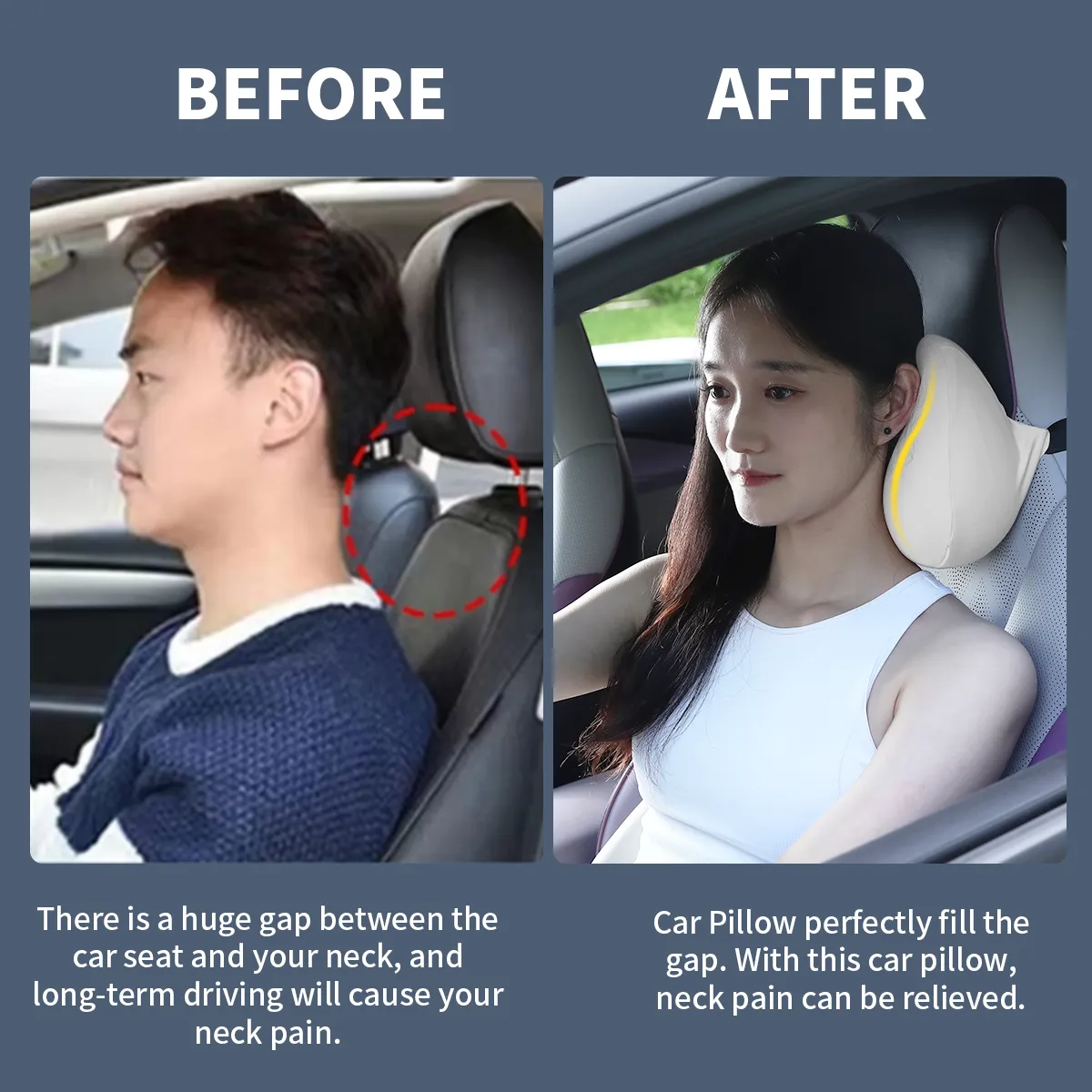 Ergonomic Memory Foam Lumbar Support & Neck Pillow Kit – Car & Office Use