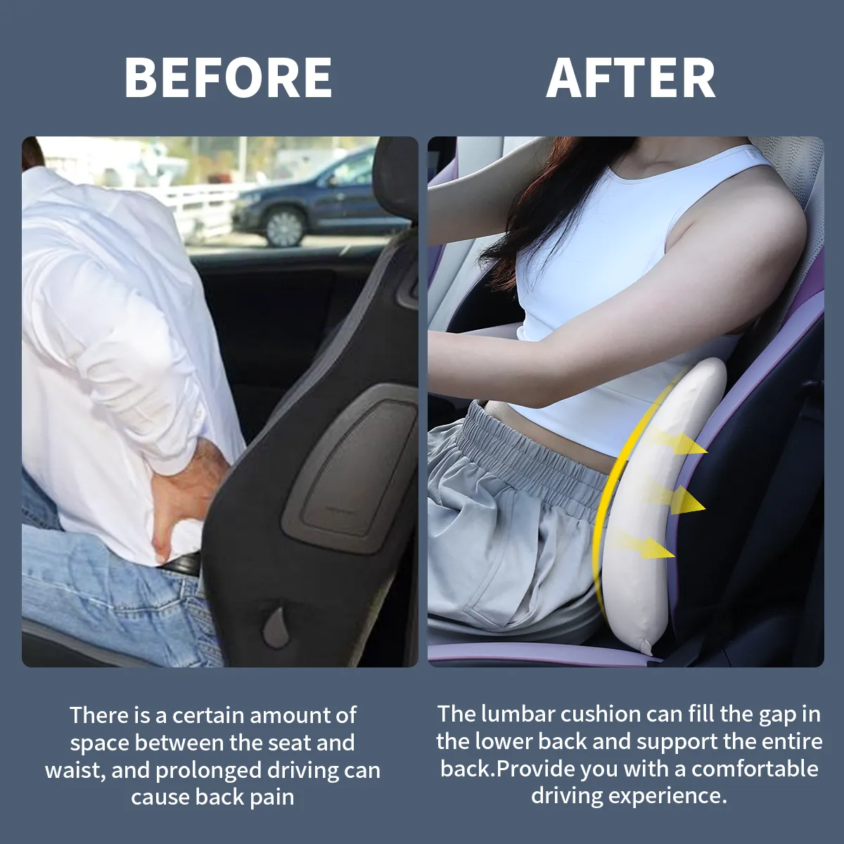 Ergonomic Memory Foam Lumbar Support & Neck Pillow Kit – Car & Office Use