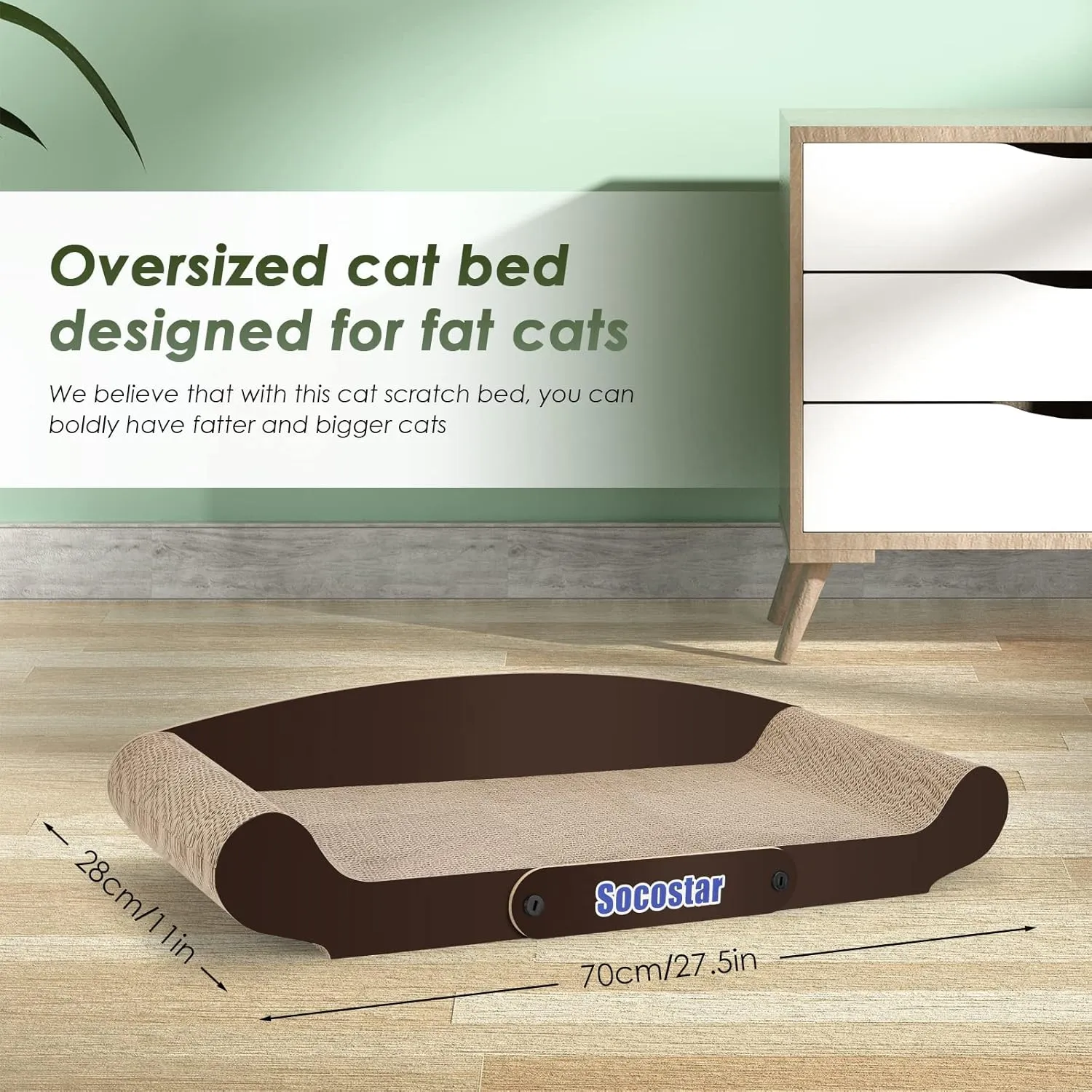 Extra Large Cat Scratcher Sofa Bed 27.6 x 11 Inches- Cat Scrathing Cardboard,100% Recycled Paper Cat Scratchers for Indoor Cats - Cat Scratcher Lounge, Cat Scratch Pad - Cardboard Cat Bed Couch
