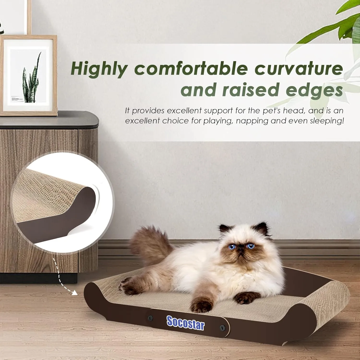 Extra Large Cat Scratcher Sofa Bed 27.6 x 11 Inches- Cat Scrathing Cardboard,100% Recycled Paper Cat Scratchers for Indoor Cats - Cat Scratcher Lounge, Cat Scratch Pad - Cardboard Cat Bed Couch