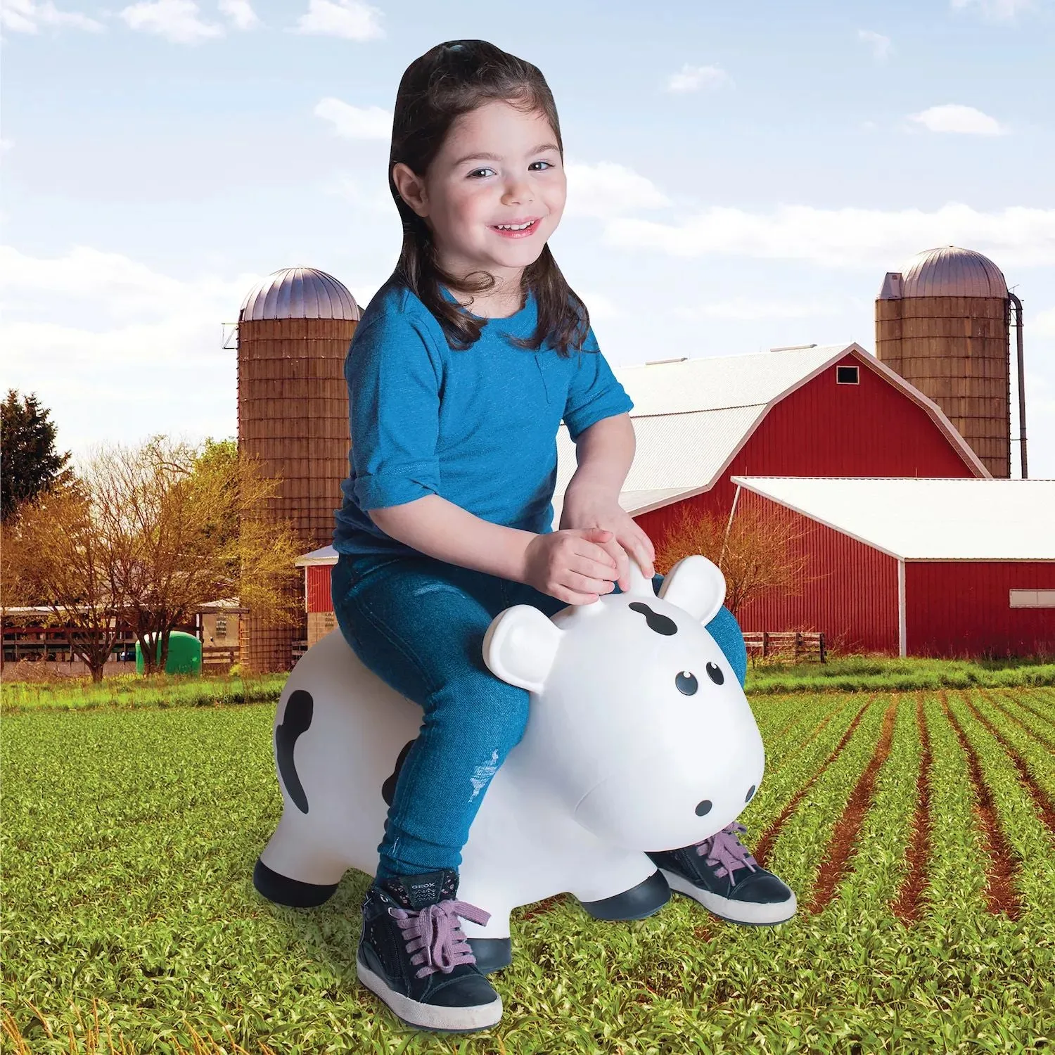 Farm Hoppers Inflatable Cow Hopper Toy, White