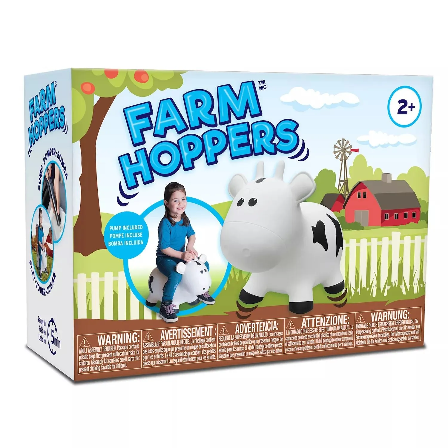 Farm Hoppers Inflatable Cow Hopper Toy, White