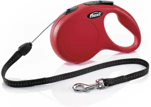 FLEXI New Classic Cord Retractable Dog Leash for Small Dogs up to 26 lbs.  26 ft., Red | Tangle-Free Pet Walking Leash with One-Handed Brake, Pause, Lock | German Quality Product