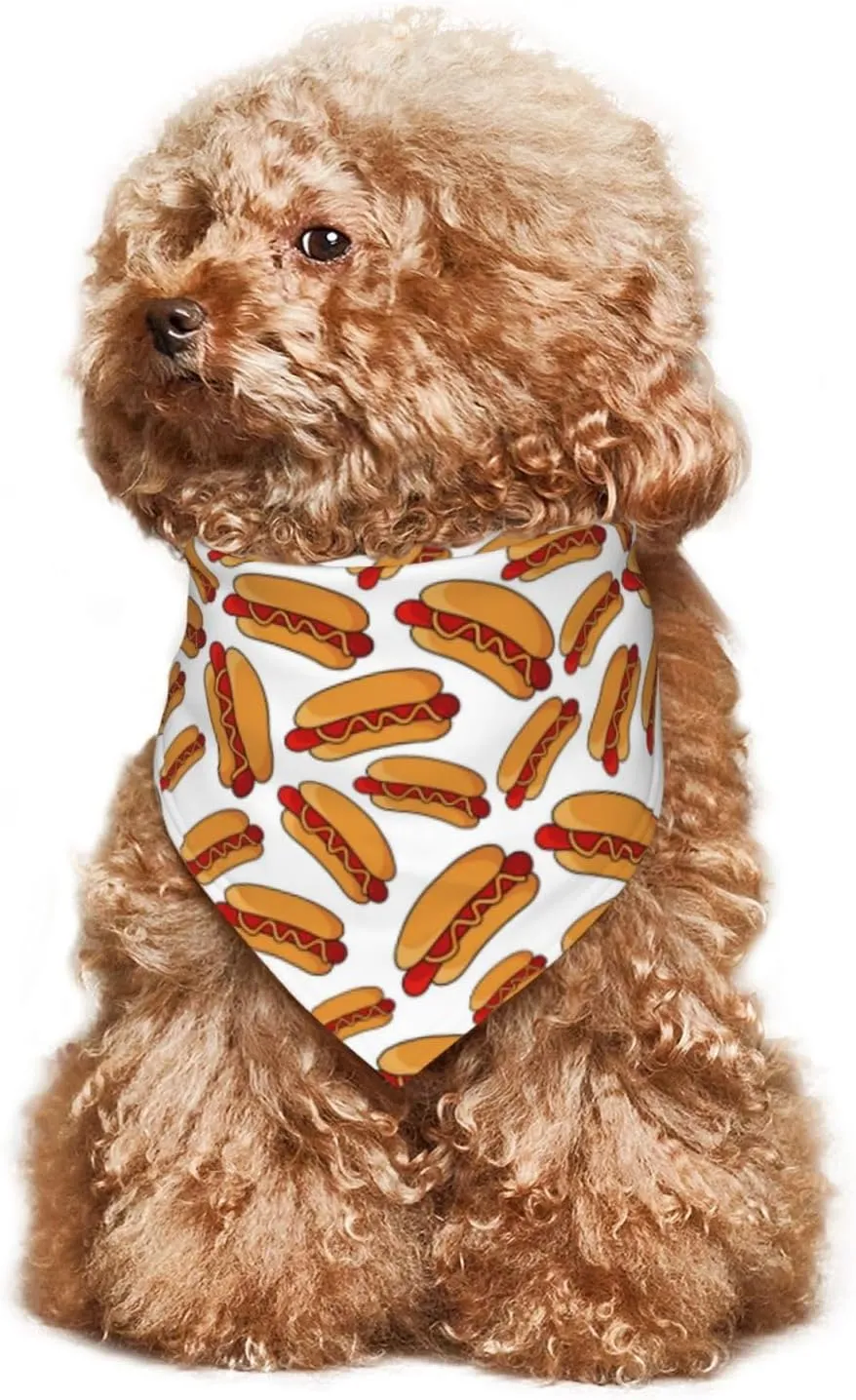 Food Hot Dog Dog Bandana Scarf Triangle Bibs Pet Accessories Cat Kerchief
