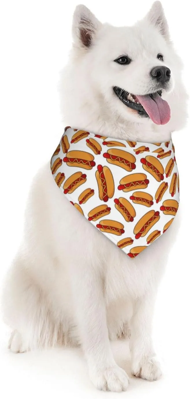 Food Hot Dog Dog Bandana Scarf Triangle Bibs Pet Accessories Cat Kerchief