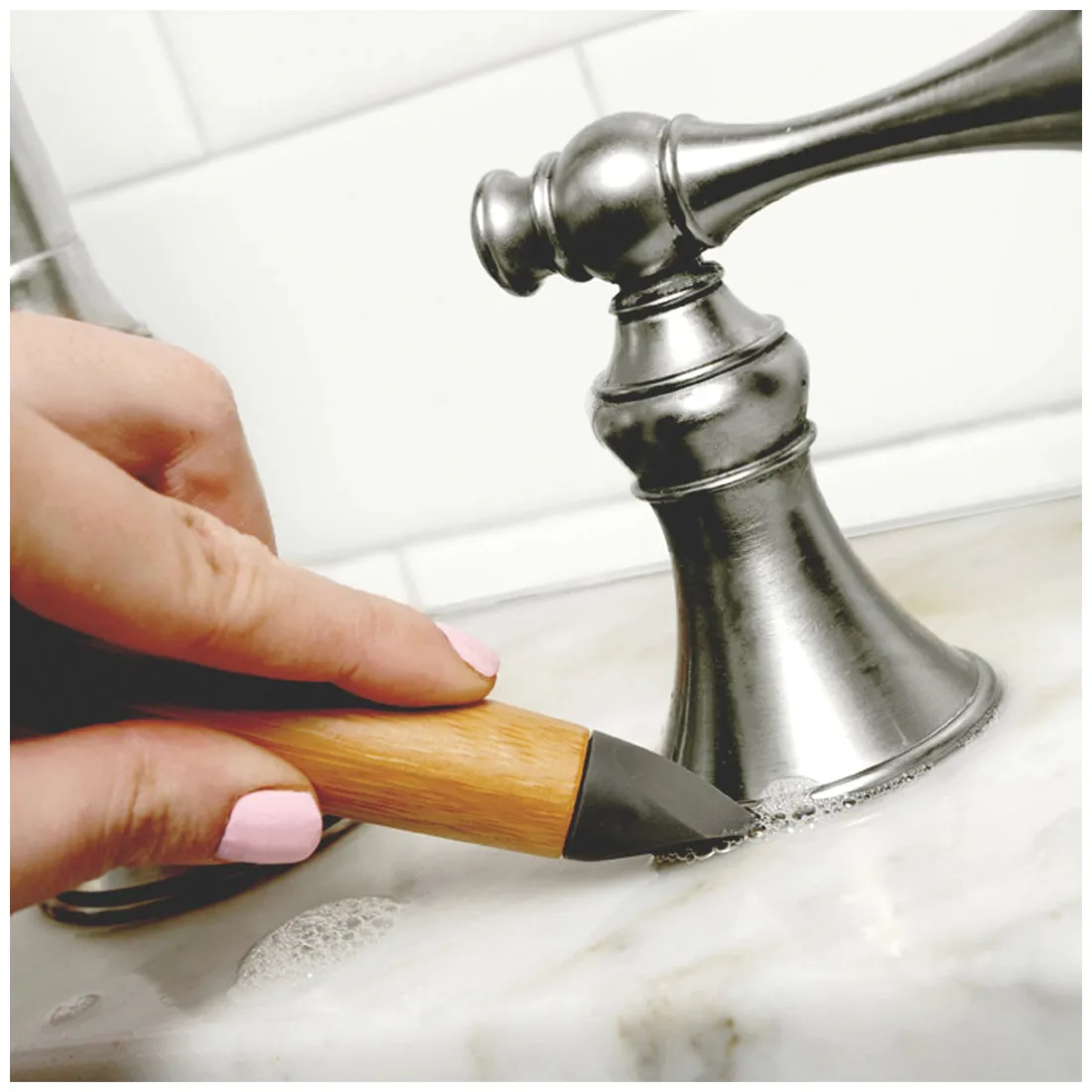 full circle® MICRO MANAGER FC17132G Detail Brush, Plastic/Silicone Bristle, Green Handle, Bamboo Handle, 7.68 in OAL