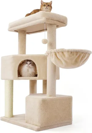 Gardner Pet 41" Tall Cat Tree for Medium-Large Cats, Heavy Duty Cat Tower with 2.8in Posts & Washable Top Perches, Space-Saving Cat Furniture for Apartments, Easy to Assembly