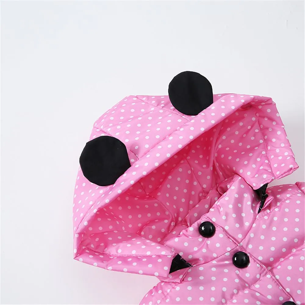 Girls Polka Dot Long Sleeve Hooded Warm Childrens Wholesale Winter Coats