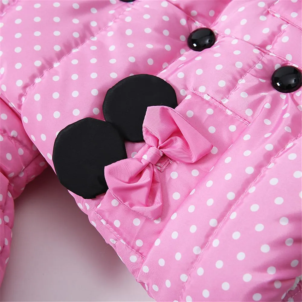 Girls Polka Dot Long Sleeve Hooded Warm Childrens Wholesale Winter Coats