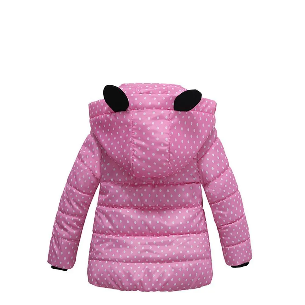 Girls Polka Dot Long Sleeve Hooded Warm Childrens Wholesale Winter Coats