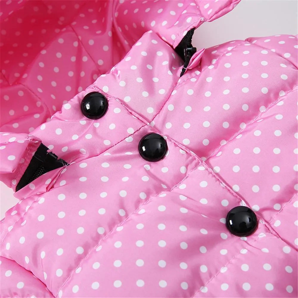 Girls Polka Dot Long Sleeve Hooded Warm Childrens Wholesale Winter Coats