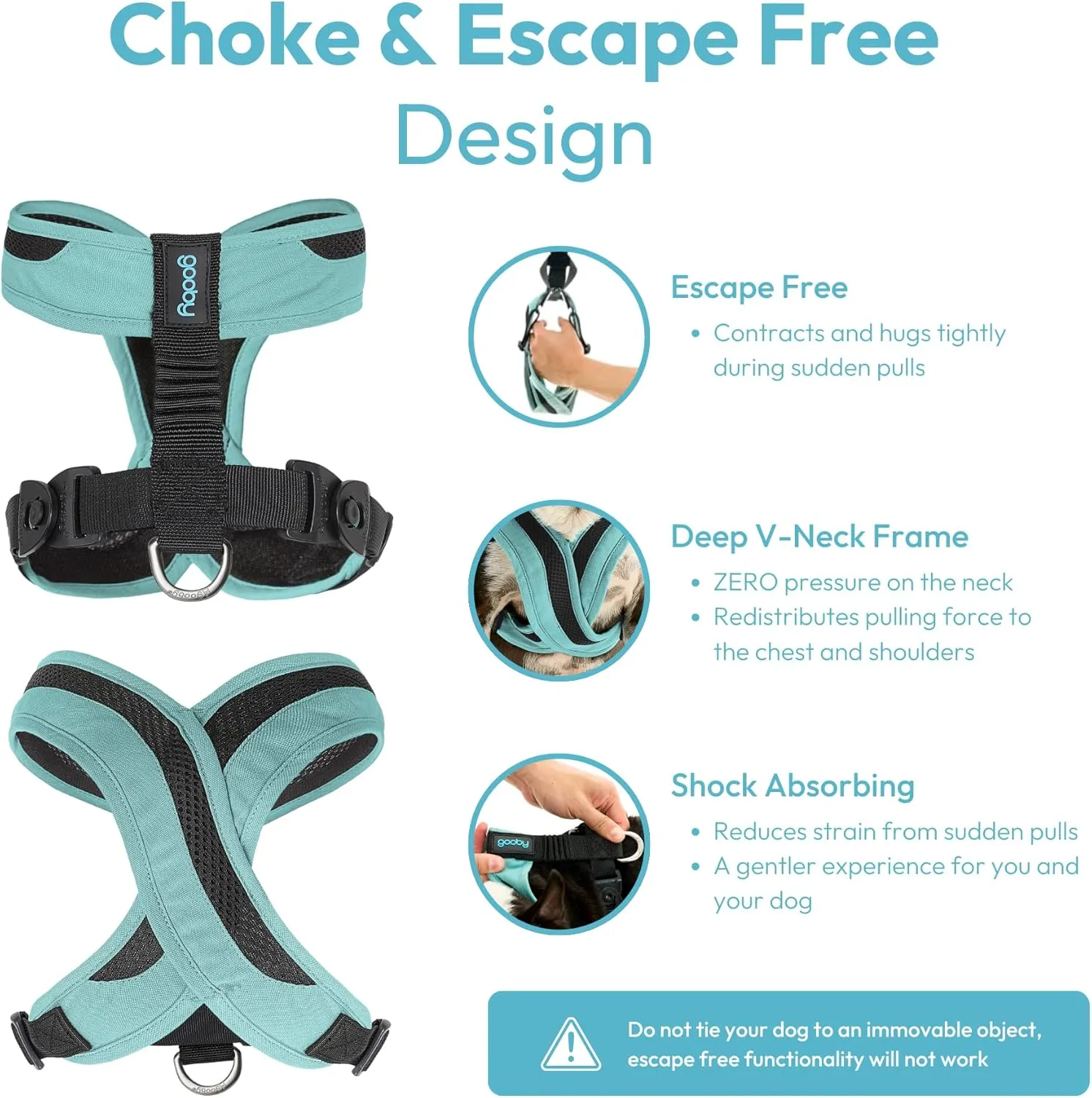 Gooby Comfort X One Dog Harness - Head-in Dog Harness for Small & Medium Sized Dogs - Escape-Free & Choke Free - Breathable Mesh, Shock Absorbing, Easy Snap & Swivel Buckles - Portland Green, Large
