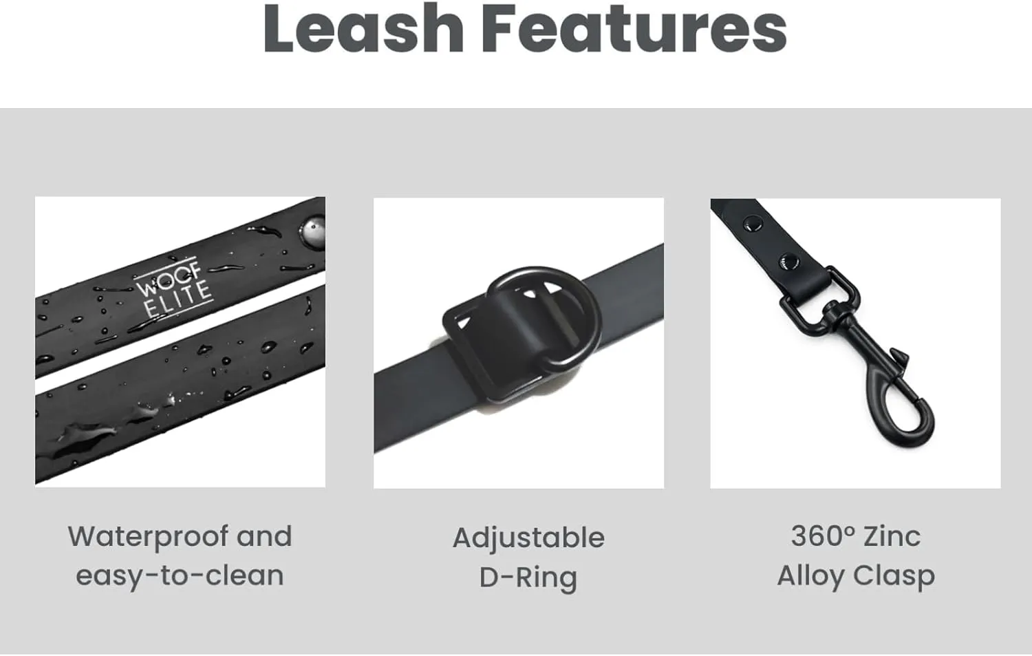 Hands-Free Adjustable Waterproof Dog Leash (Black, 7 FT)