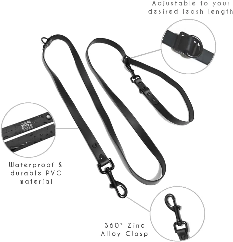 Hands-Free Adjustable Waterproof Dog Leash (Black, 7 FT)
