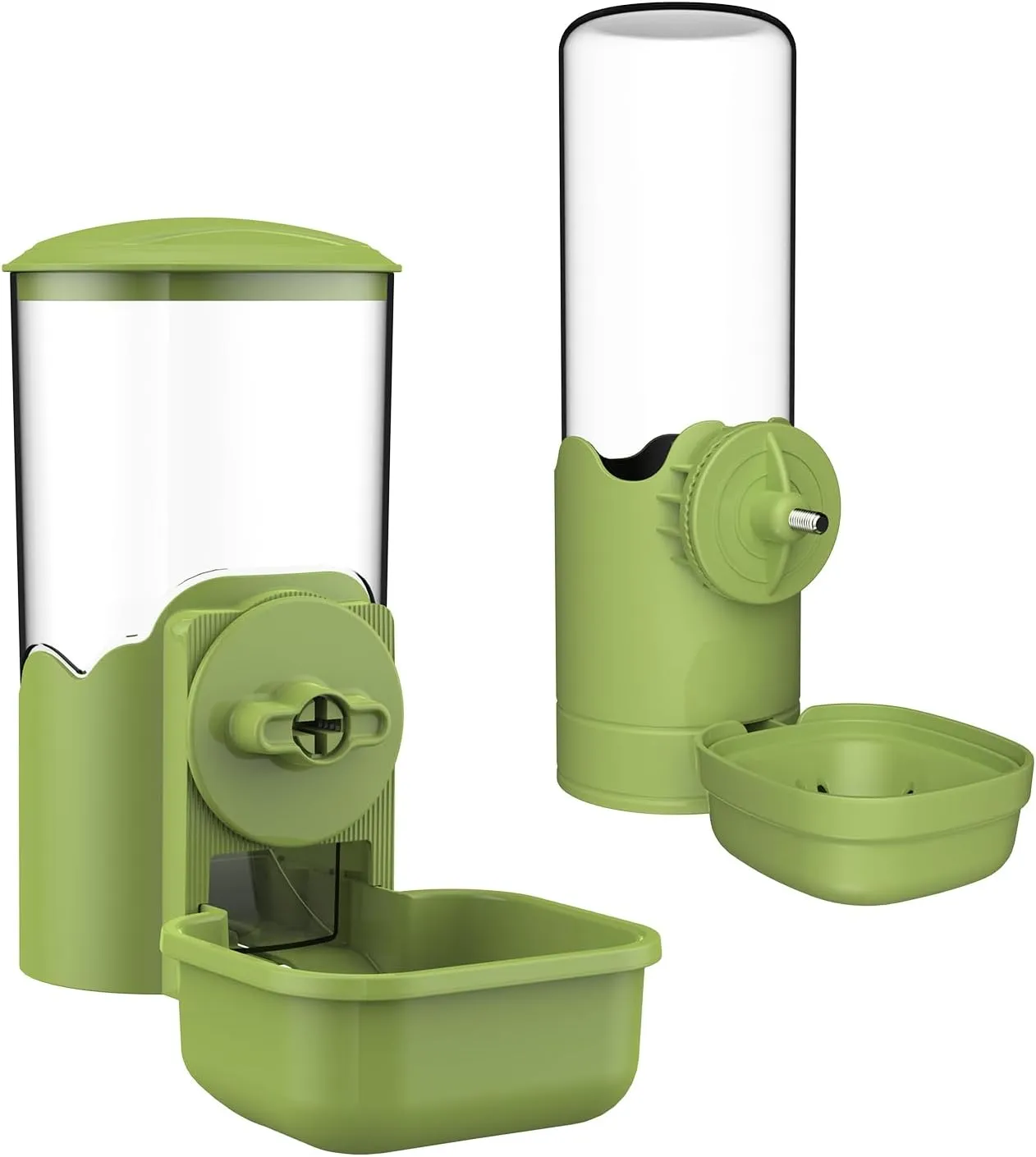 Hanging Automatic Food Water Dispenser, Auto Gravity Pet Feeder Water Bottle Set for Cage, Feeding Station for Puppy Cat Kitten Rabbit Guinea Pigs Chinchilla Hedgehog Ferret (Green)