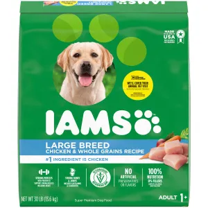 IAMS Adult High Protein Large Breed Dry Dog Food with Real Chicken, 30-lb Bag