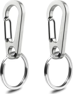 IVIA Dog Tag Clips / 2 Pack/Multiple Size 304 Stainless Steel Quick Clip with Rings/Easy Change Dog Cat ID Tag Holder for Small pet Collars and Harnesses.(2 Medium Silver)