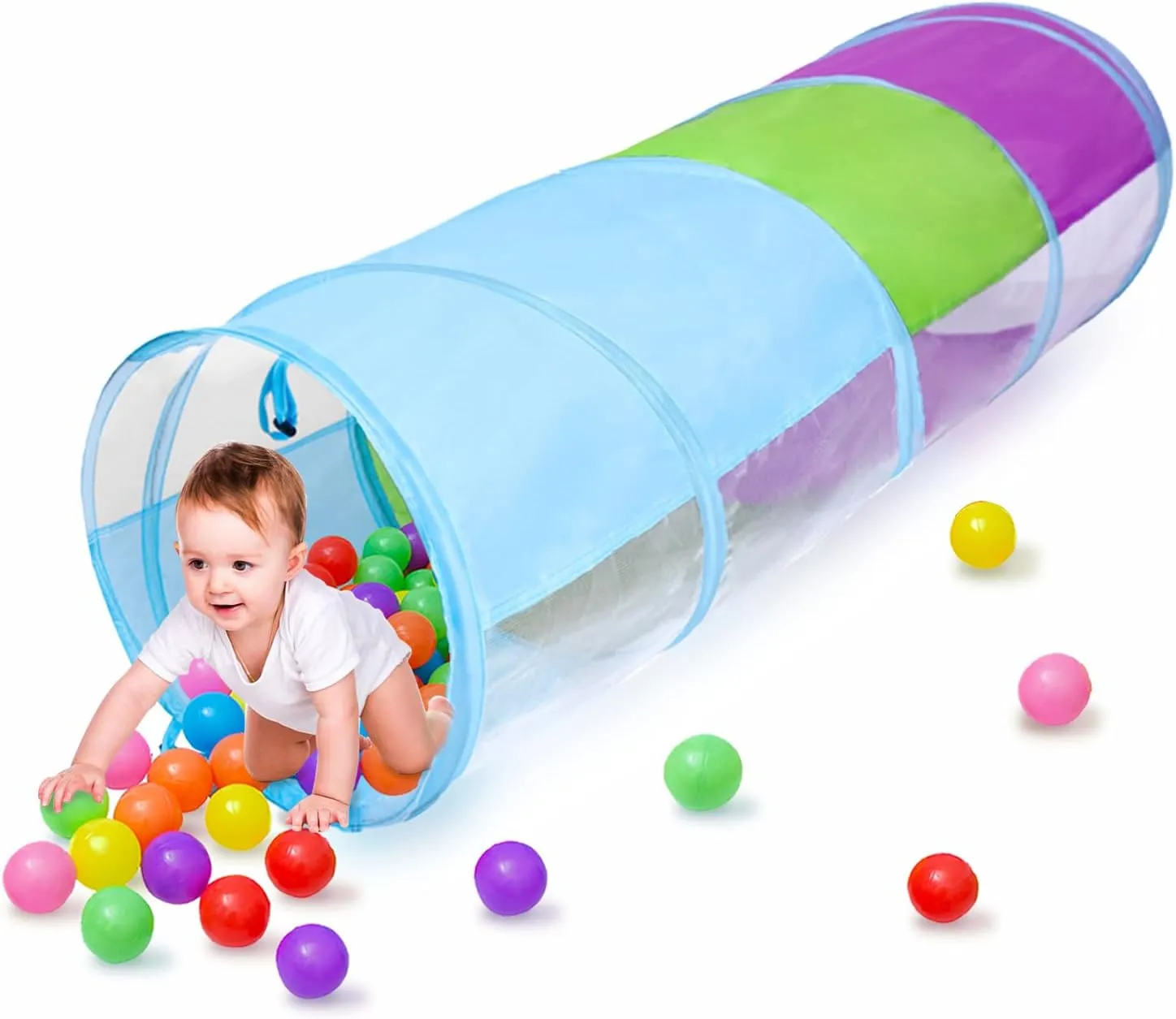 Kids Play Tunnel for Toddlers 1-3, Tunnels for Kids to Crawl Through Indoor Outdoor Pop Up Play Tent for Toddler Babies Children Girl Boy Game Toys 5ft Long
