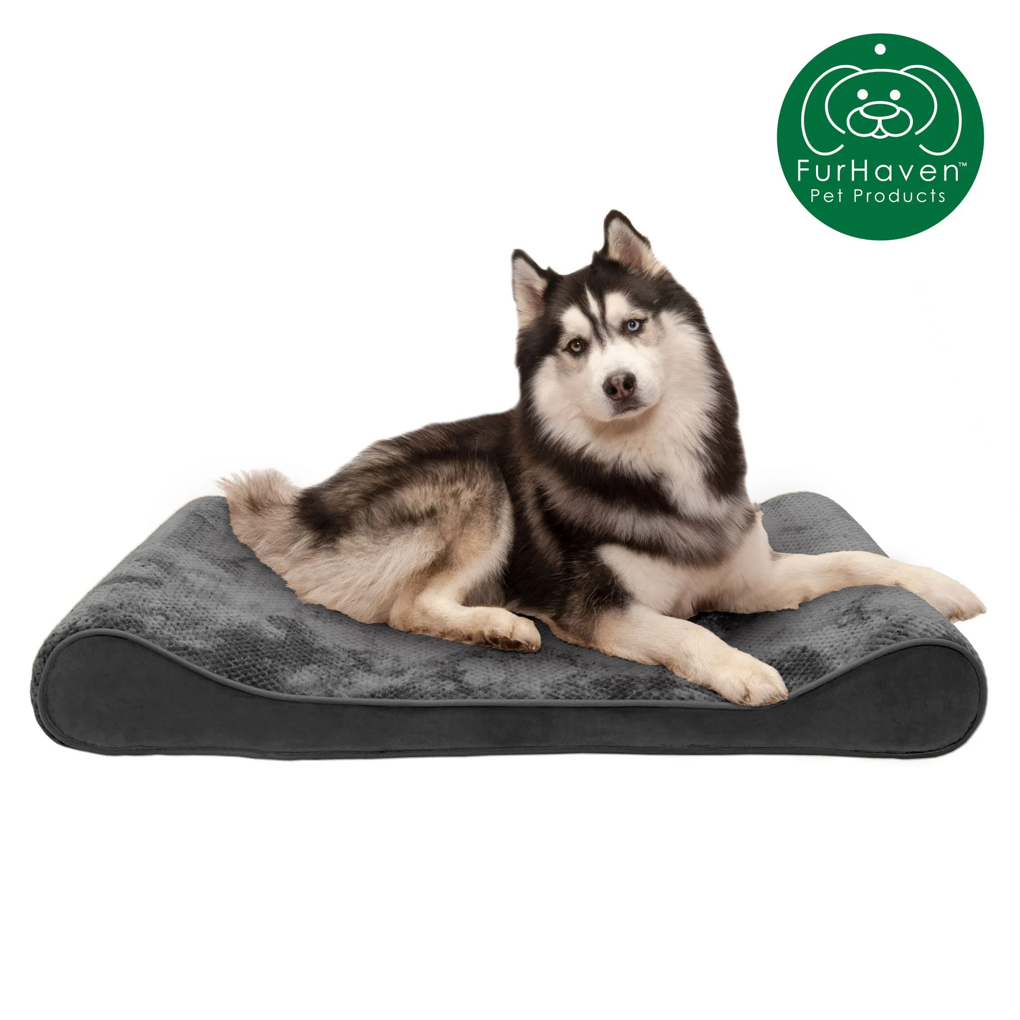 Memory Foam Minky Plush & Velvet Lux Lounger Pet Bed
