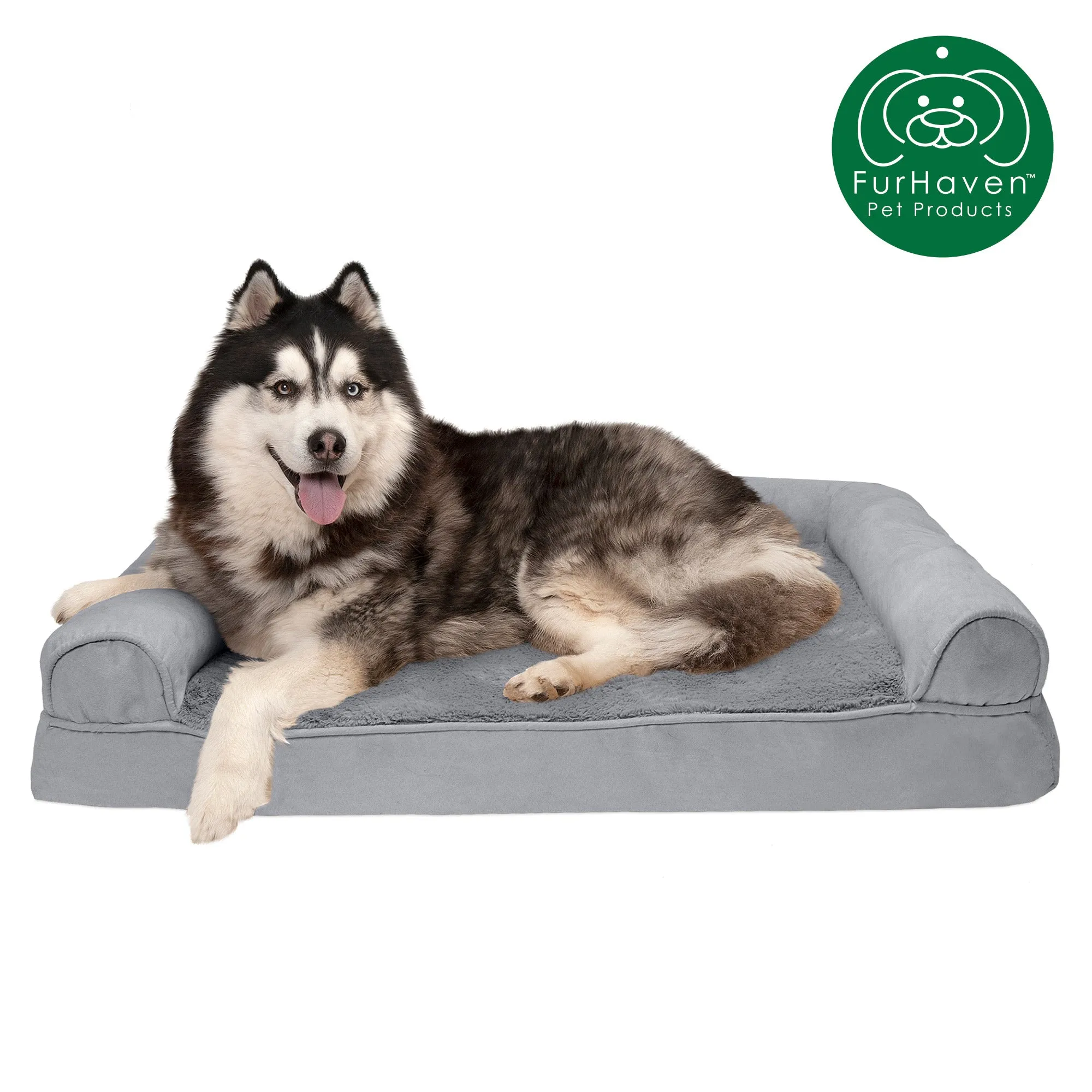 Memory Foam Plush & Suede Couch Pet Bed