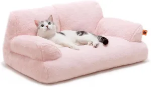 MEWOOFUN Cat Bed for Indoor Cats, Washable Dog Beds for Small Dogs & Cats with Removable Cover, Fluffy Cat Couch with Non-Slip Bottom (Pink, 26.0" L X 19.0" W X 13.0" Th)