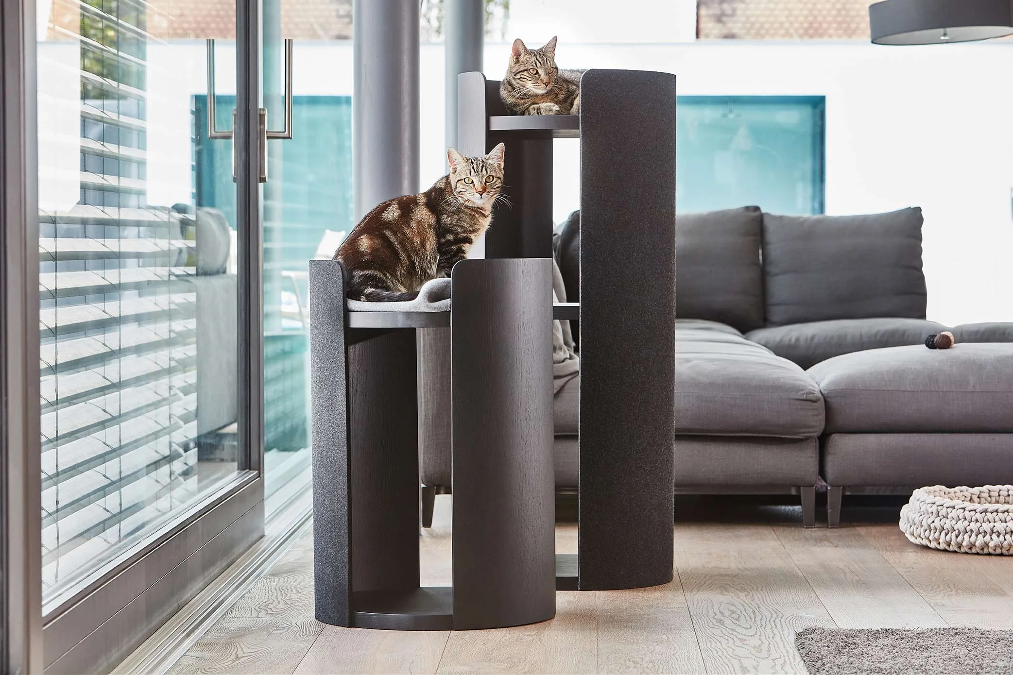 Modern Torre Cat Scratching Post With Cushion - Black