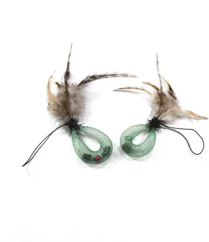 Natural Feather Cat Wand Refills, 2-Piece Cat Toy Set with Bell and Silvervine, Soft, Elastic, Shiny Mesh, Ideal for Interactive Kitten Play