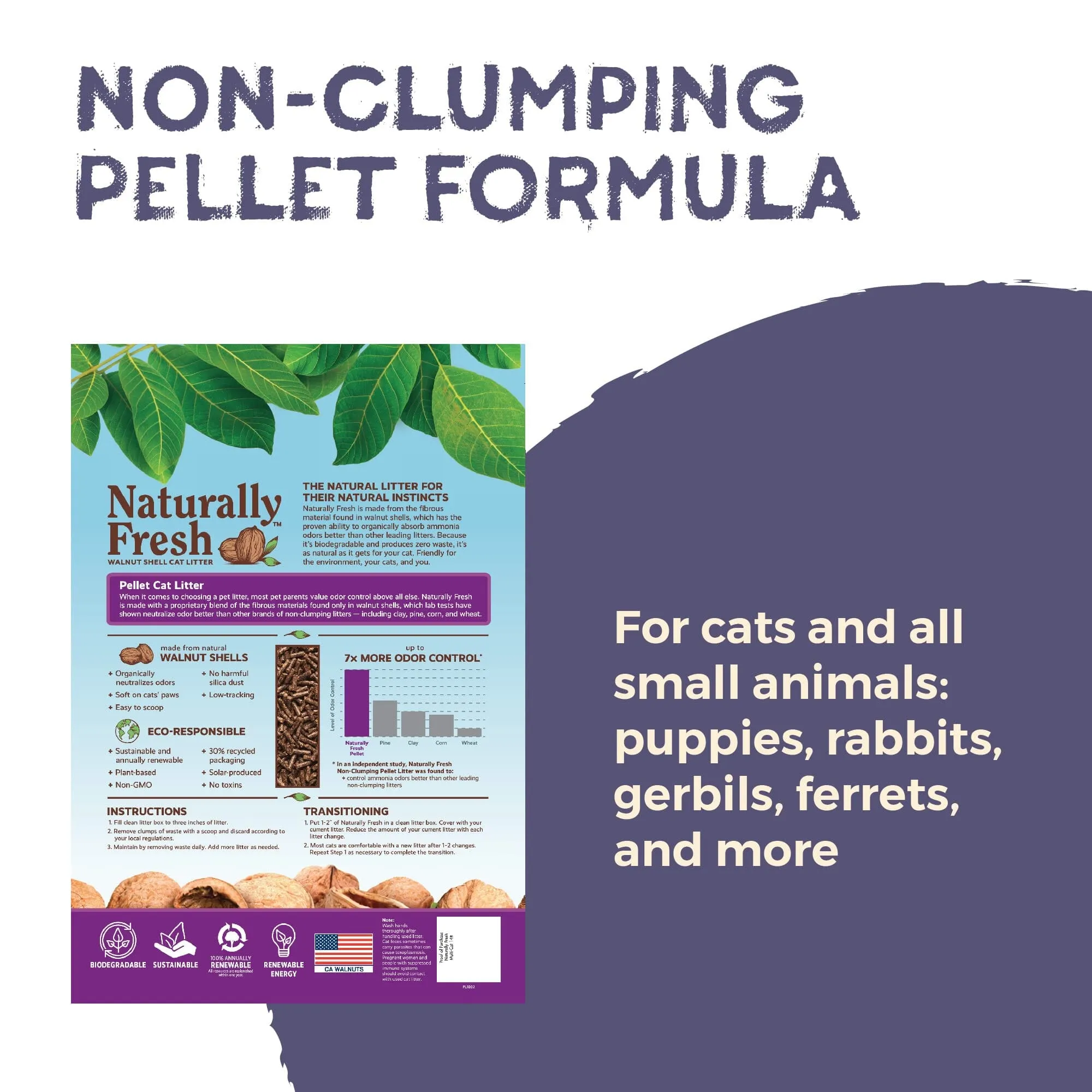 Naturally Fresh® Non-Clumping Natural Pellet Litter for Cat and Small Animal - 26 Lbs