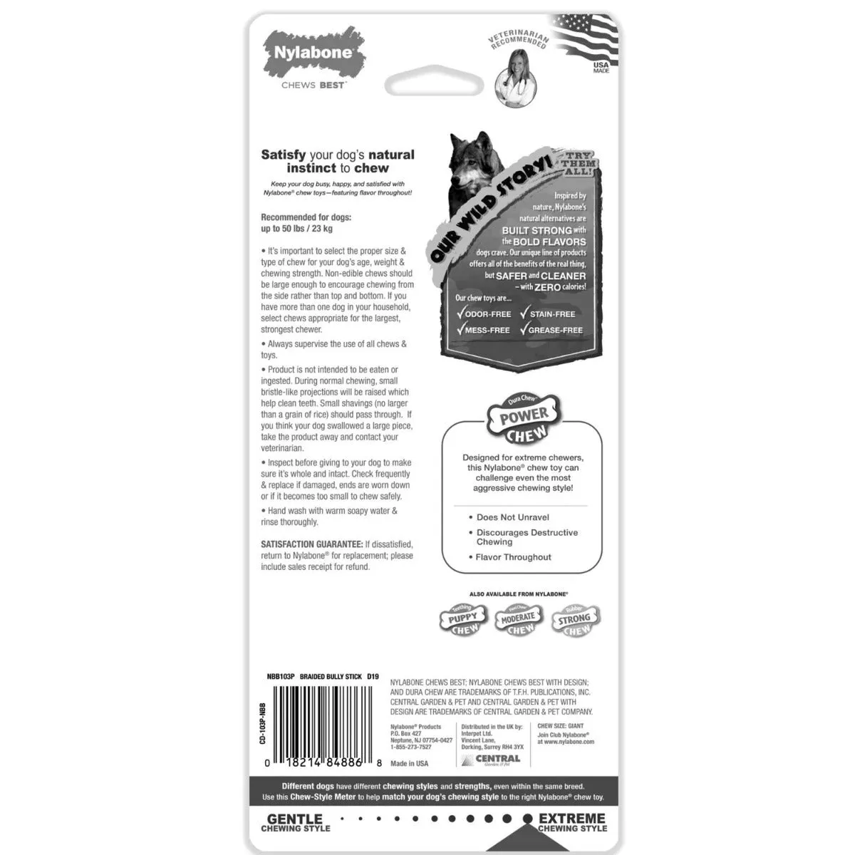 Nylabone Power Chew Bully Braid Stick Alternative Chew Toy