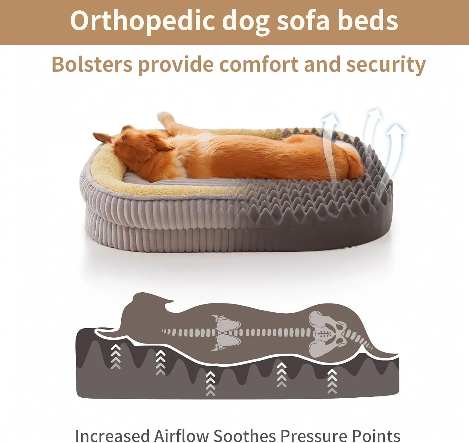 Orthopedic Dog Bed for Puppy,Extra Small Dogs Breeds,Oval Cat Bed,High Density Egg Crate Foam Dog Sofa Beds,Pet Couch Bed with Four Sided Bolster,Removable Washable Cover&Non-Slip Bottom