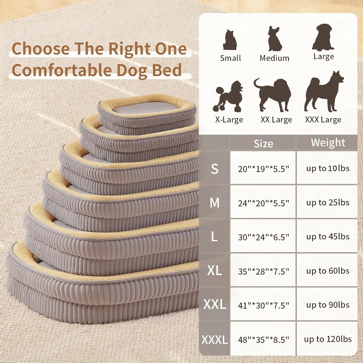 Orthopedic Dog Bed for Puppy,Extra Small Dogs Breeds,Oval Cat Bed,High Density Egg Crate Foam Dog Sofa Beds,Pet Couch Bed with Four Sided Bolster,Removable Washable Cover&Non-Slip Bottom
