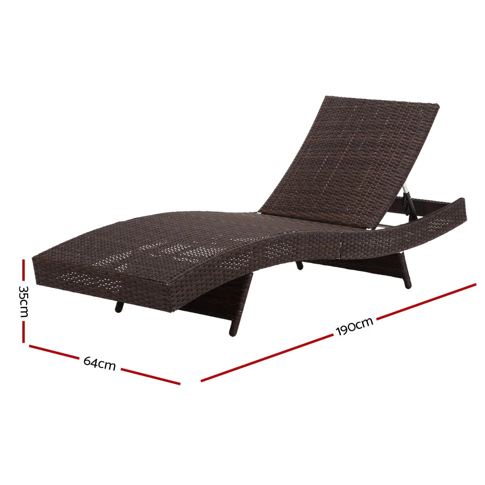 Outdoor Wicker Sun Lounge - Brown