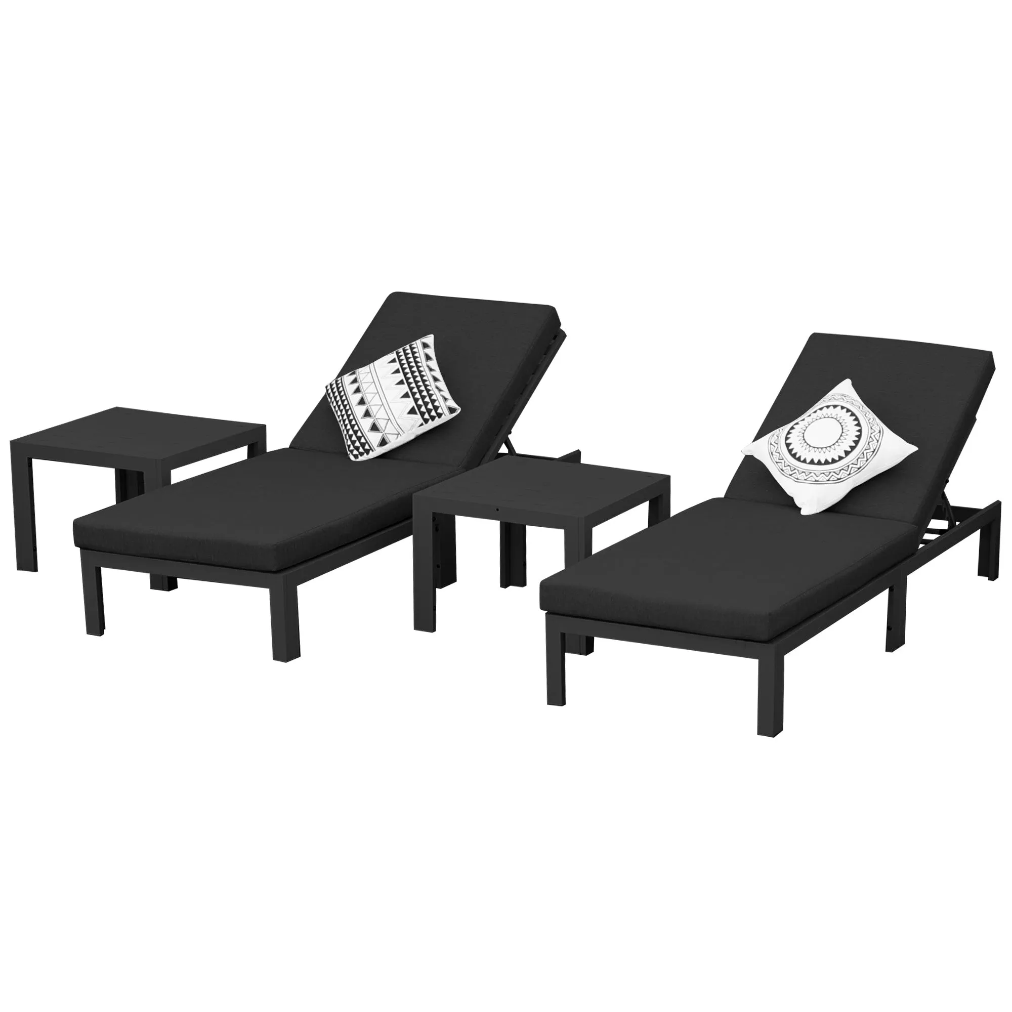 Patio Aluminum Chasie Lounge With Table For 2 Seat
