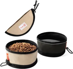 Pawyee Dog Food Bag Pet Collapsible Dog Bowls Portable and Light for Food and Water Camping Travel (Sand)