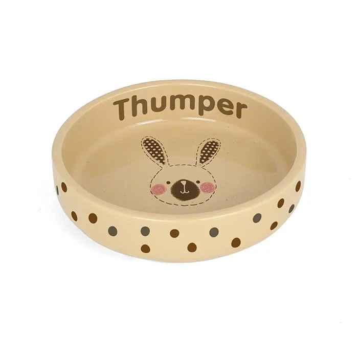 Personalised Rabbit Stitch Small Brown Rabbit Bowl