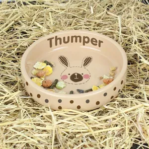 Personalised Rabbit Stitch Small Brown Rabbit Bowl