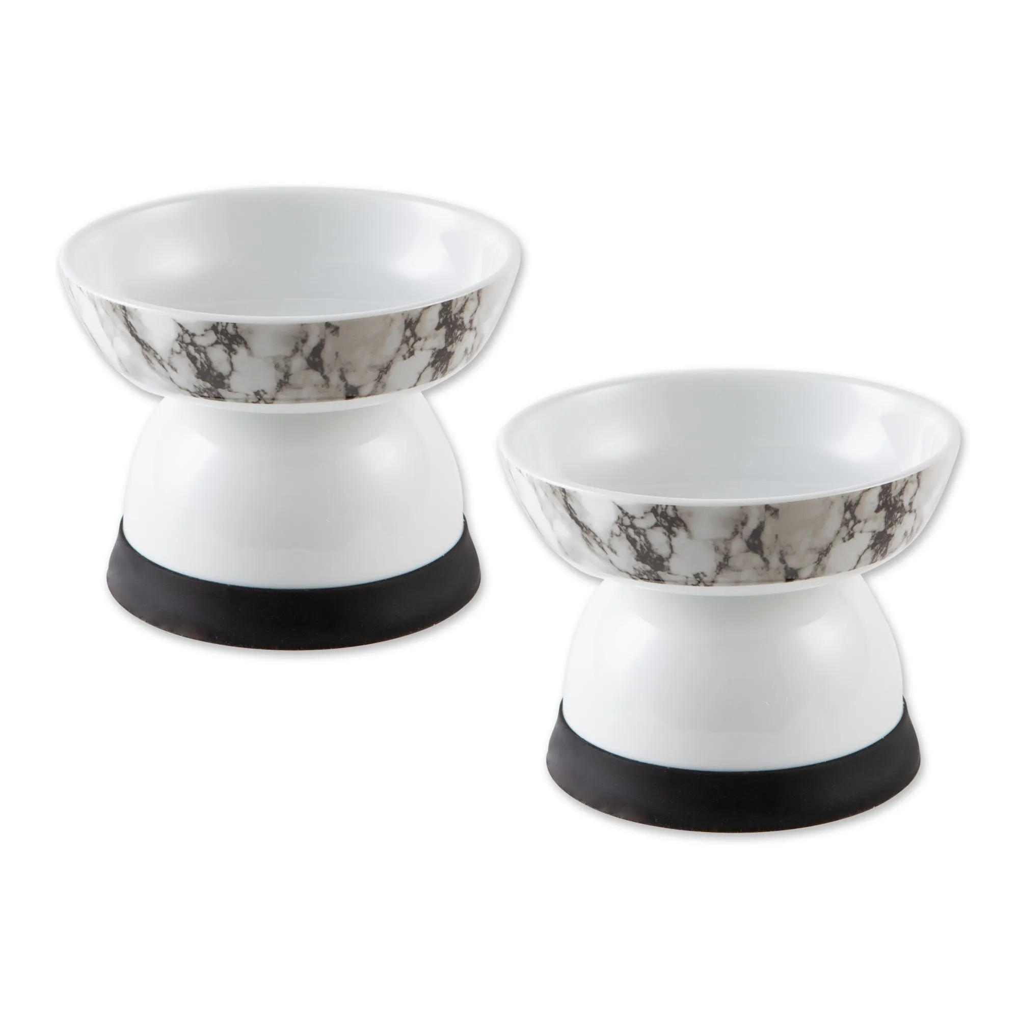 Pet Bowl Raised Marble Medium 5.3Dx4.25H Set of 2