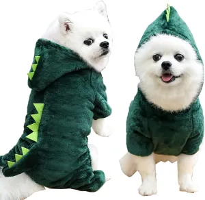 Pet Dinosaur Costumes for Halloween Christmas, Funny Dog Cat Cosplay Coat Hoodie Outfits Warm Winter Fleece Clothes