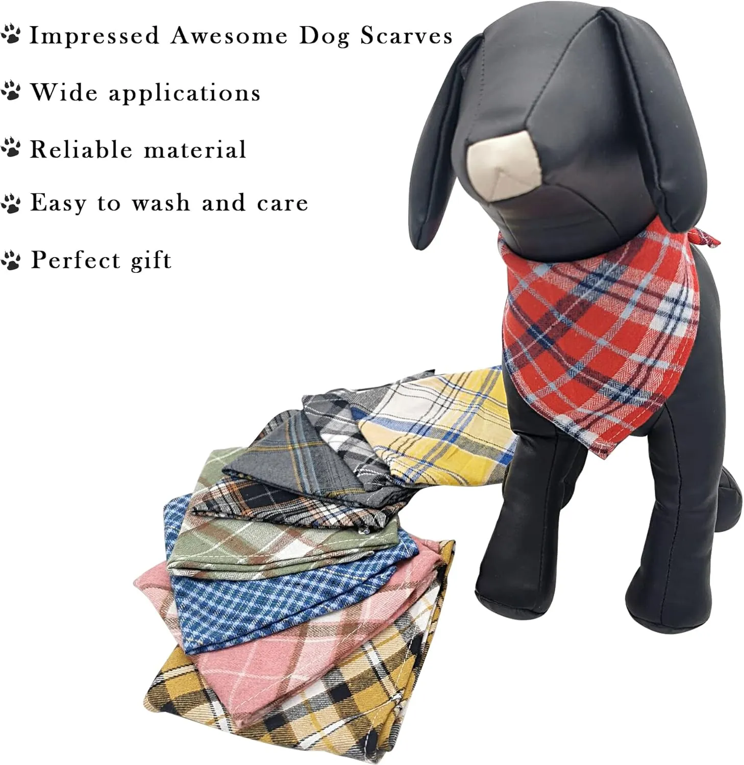 PET SHOW 50pcs Bulk Plaid Small Dog Bandanas Female Male Cat Puppies Bibs Washable Cotton Triangle Head Scarfs Wholesale Medium Dogs Bandana Photo Prop Grooming Accessories