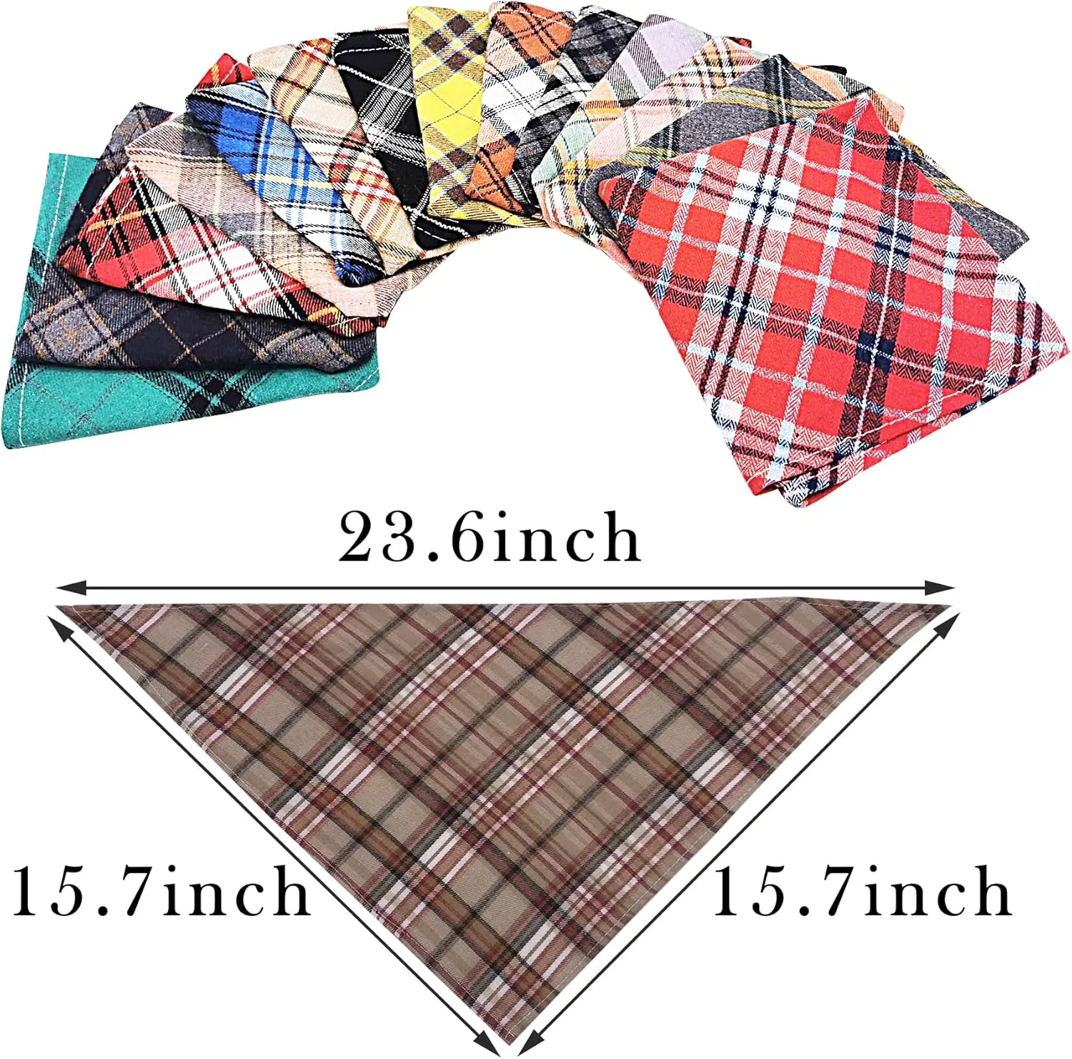 PET SHOW 50pcs Bulk Plaid Small Dog Bandanas Female Male Cat Puppies Bibs Washable Cotton Triangle Head Scarfs Wholesale Medium Dogs Bandana Photo Prop Grooming Accessories