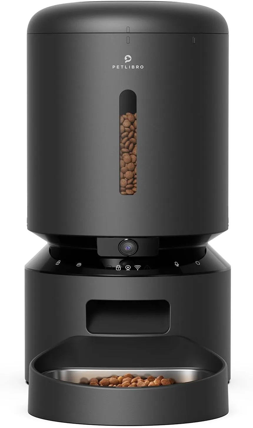 PETLIBRO Automatic Cat Feeder with Camera, 1080P HD Video with Night Vision, 5G WiFi Pet Feeder with 2-Way Audio, Low Food & Blockage Sensor, Motion & Sound Alerts for Cat & Dog Single Tray