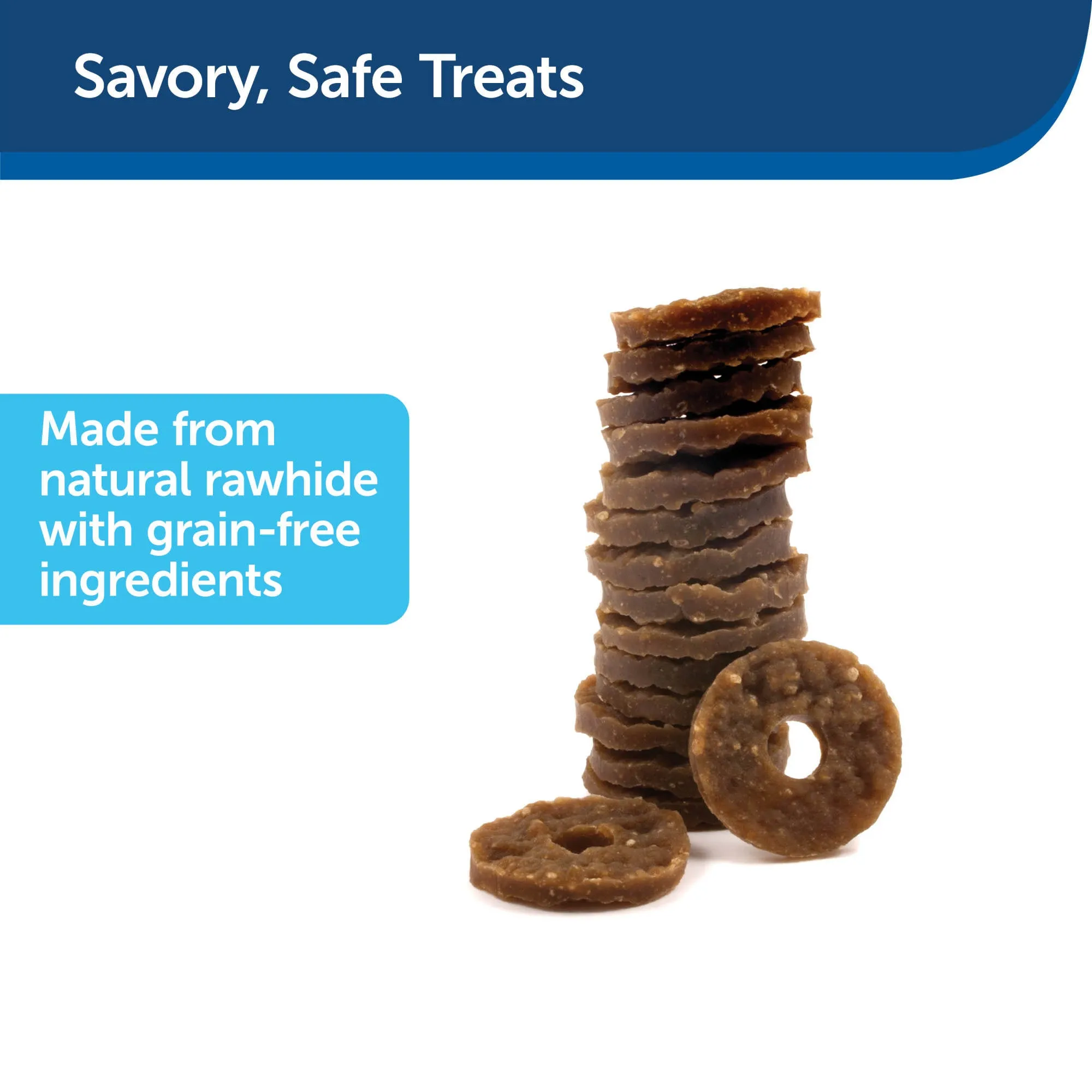 PetSafe® Rawhide Treat Ring Refills, Variety Pack, Original Rawhide and Peanut Butter Flavor, Replacement Treats for PetSafe Busy Buddy Treat Ring Holding Dog Toys