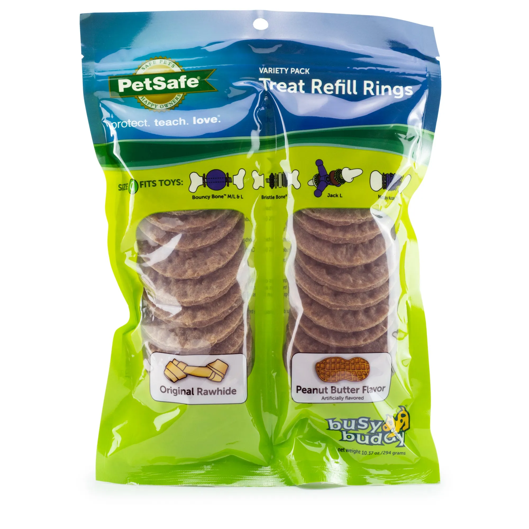 PetSafe® Rawhide Treat Ring Refills, Variety Pack, Original Rawhide and Peanut Butter Flavor, Replacement Treats for PetSafe Busy Buddy Treat Ring Holding Dog Toys