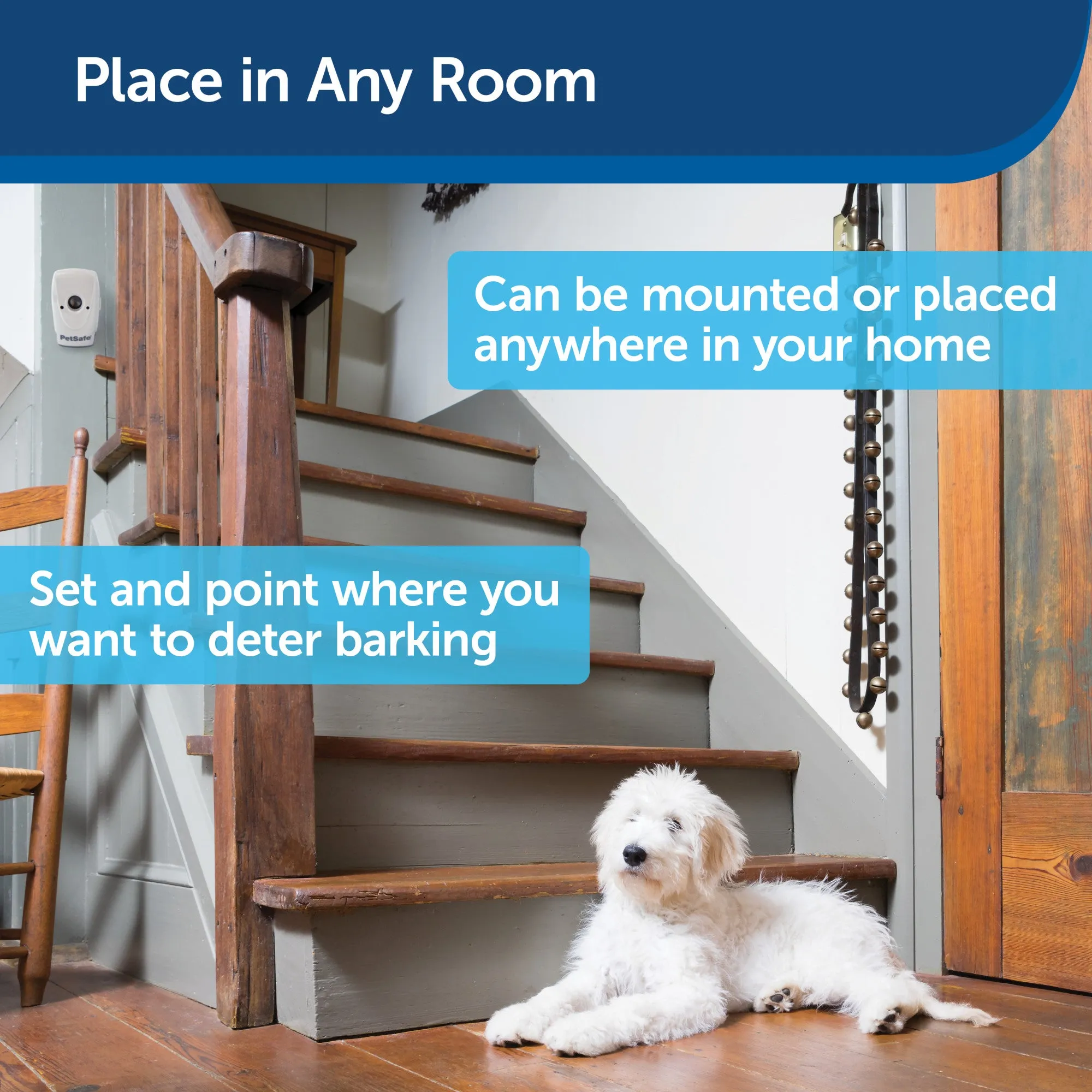 PetSafe Single Room Indoor Dog Bark Control - Ultrasonic Device to Deter Barking Dogs - No Collar Needed - Up to 25 ft Range - Automatic Anti-Bark Pet System