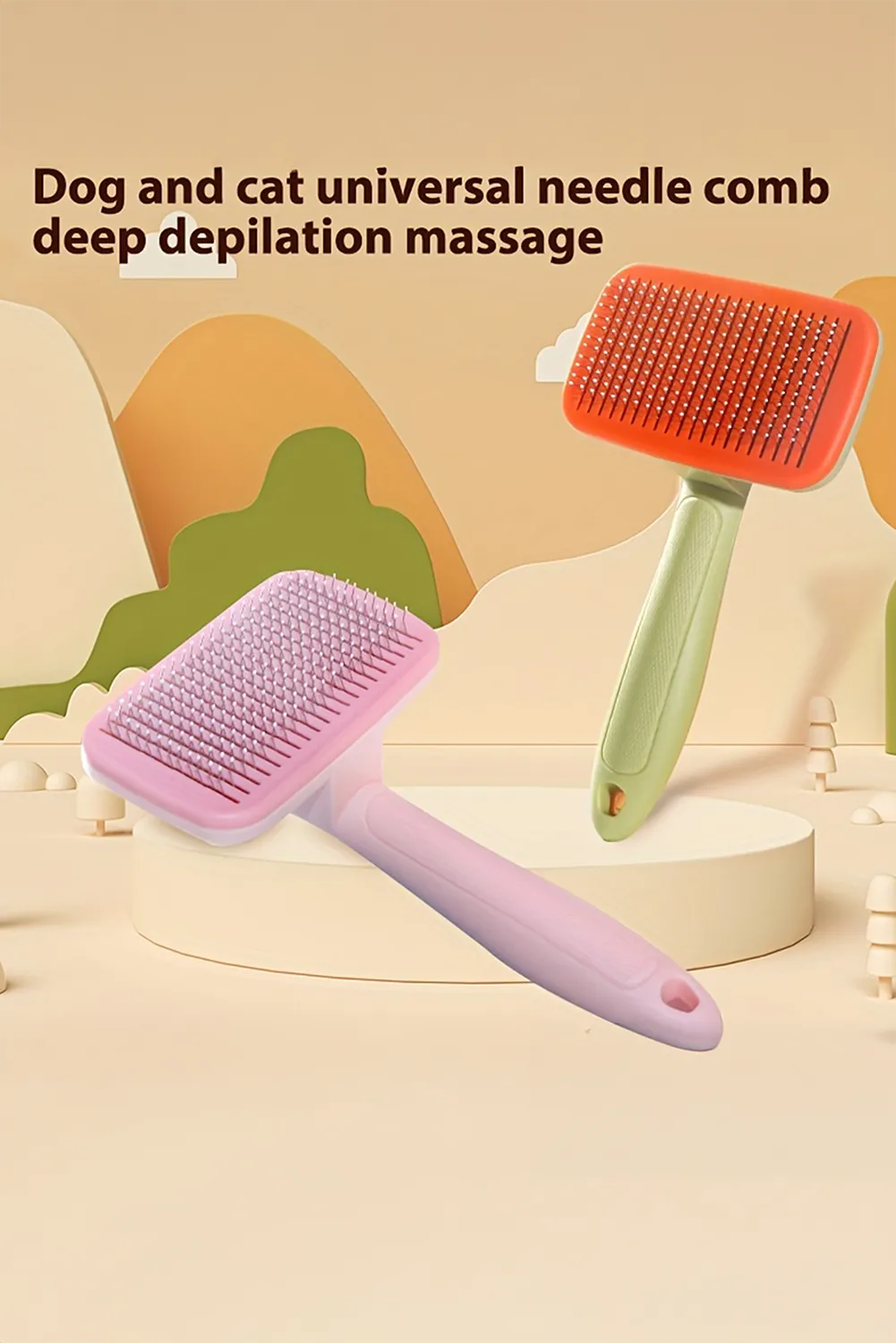 Pink Pet Hair Removal Grooming Brush